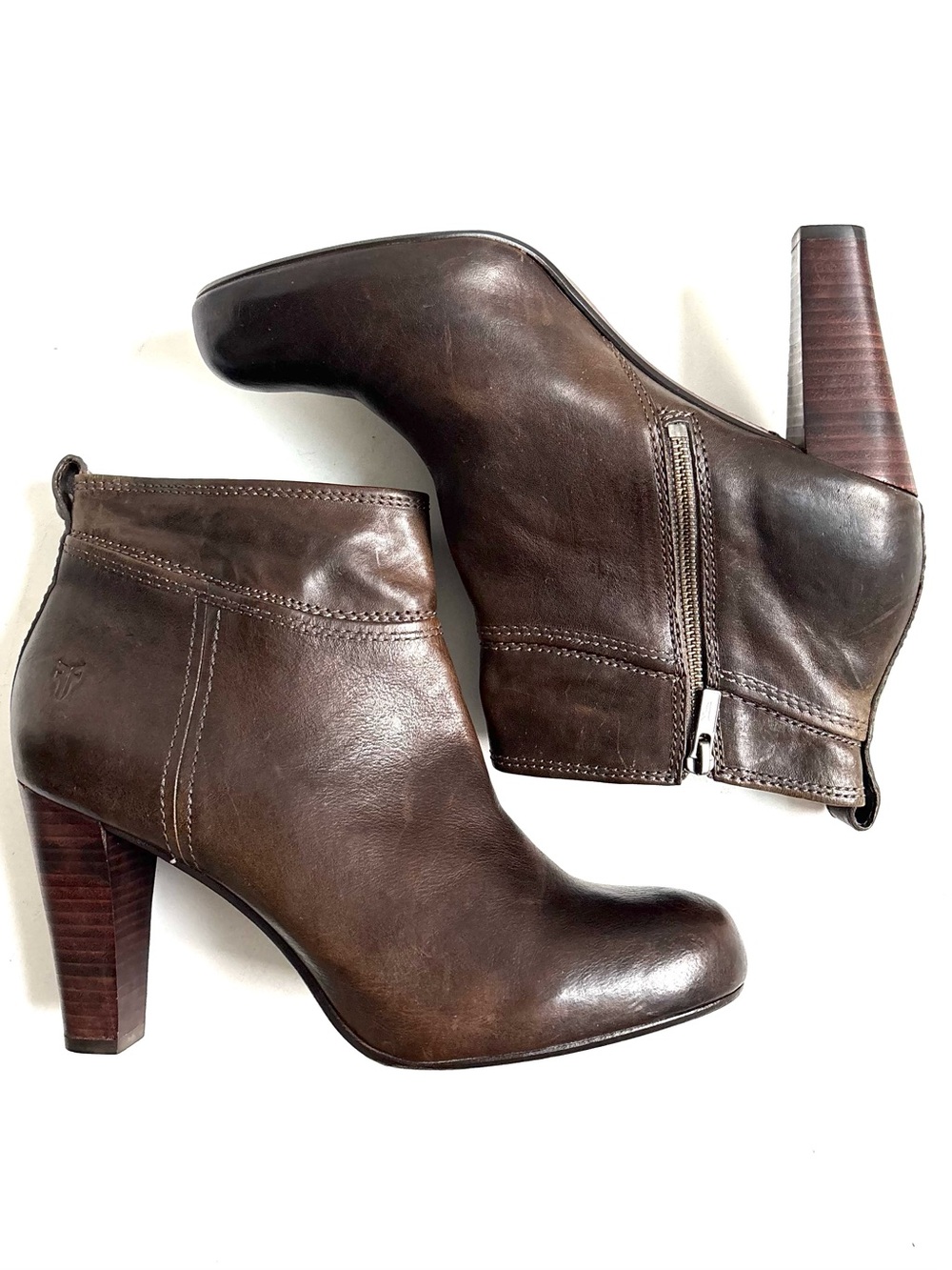 Frye Miranda Stud Bootie Women’s Leather Heeled Ankle Boots Brown Size 11
